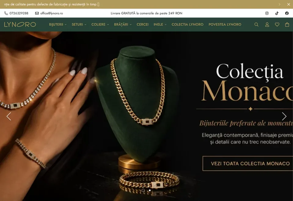 Vedere desktop a magazinului online Lynoro