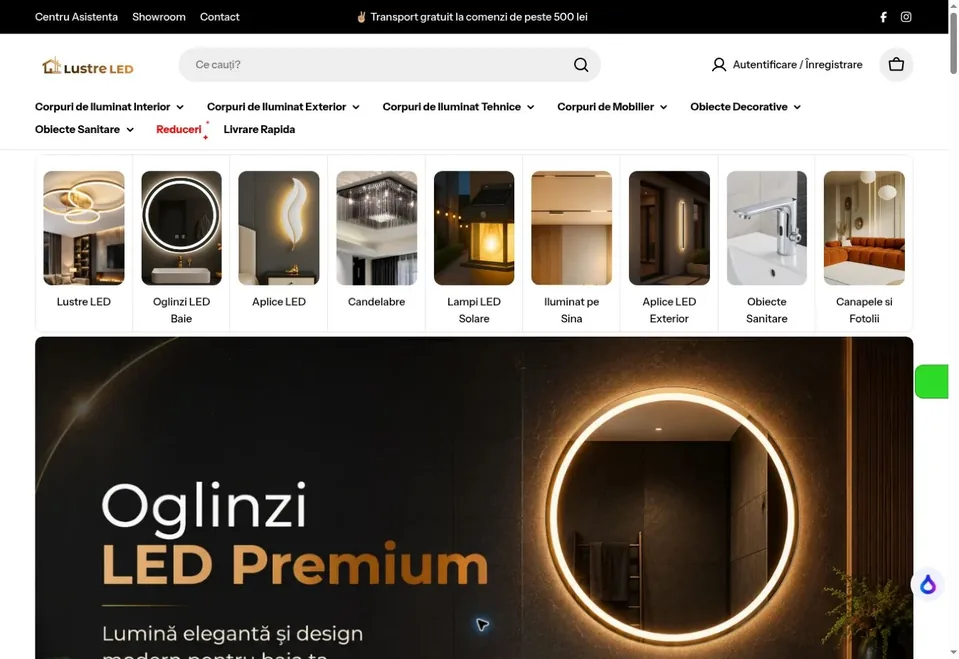 Vedere desktop a magazinului online LustreLed