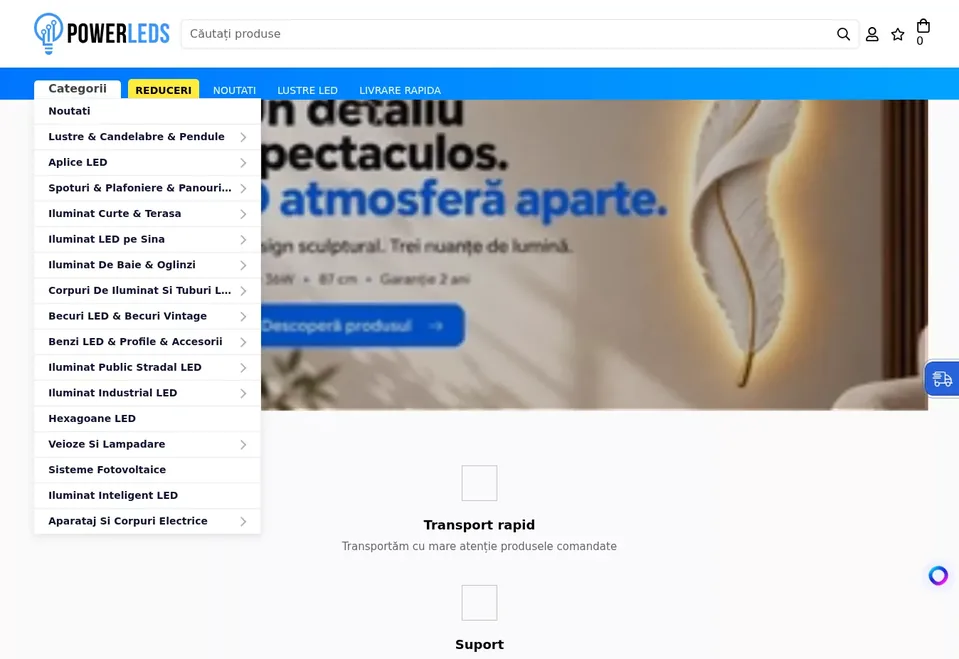 Vedere desktop a magazinului online PowerLeds